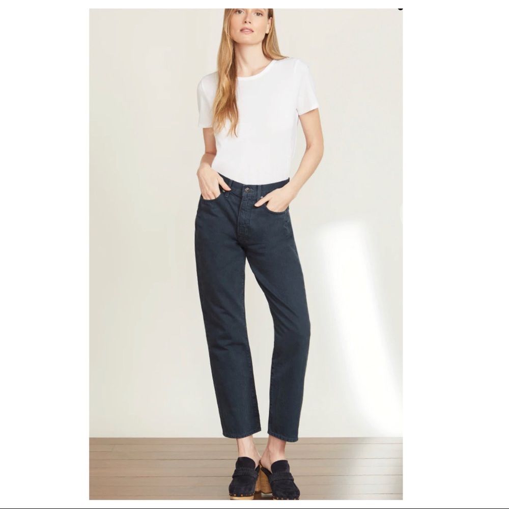 Veronica Beard Ryleigh High Rise Slim Straight Jeans, Petrol Wash, Size 27.  NWT